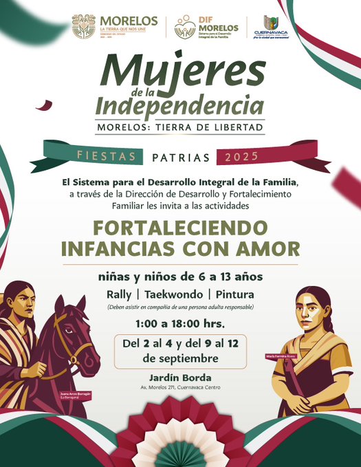 🎉 #SEDIF celebra a las “Mujeres de la Independencia” con actividades para niñas y niños.